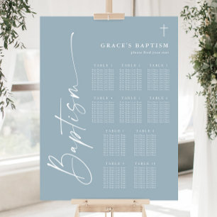 Modern Dusty Blue Boys Baptism Seating Chart Foam Board
