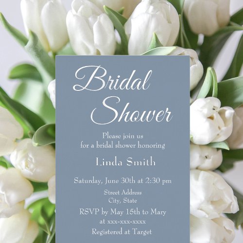 Modern Dusty Blue Bridal Shower Foil Invitation