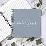 Modern Dusty Blue Chic Script Bridal Shower Guest Notebook<br><div class="desc">This modern calligraphy guest book is perfect for a simple yet beautiful bridal shower. The neutral design features your name and date of celebration in minimalist typography alongside a romantic and whimsical script. This is the dusty blue version but feel free to change the background color to any other under...</div>