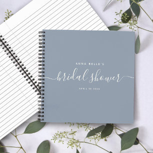 Modern Dusty Blue Chic Script Bridal Shower Guest Notebook