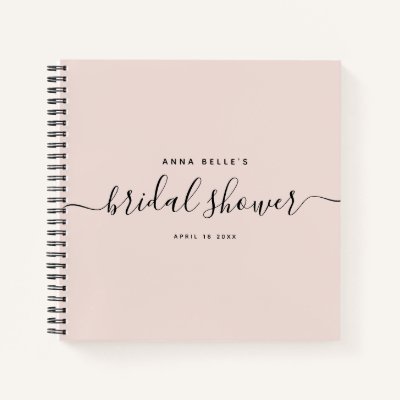 Modern Dusty Blue Chic Script Bridal Shower Guest Notebook