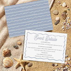 Modern Dusty Blue Coastal Beach Party Details Enclosure Card