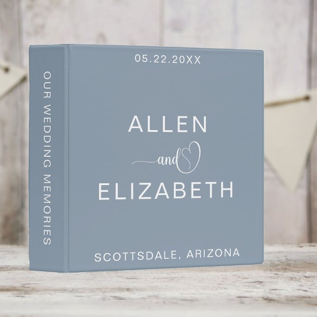 Modern Dusty Blue Customized Bride and Groom 3 Ring Binder (Creator Uploaded)