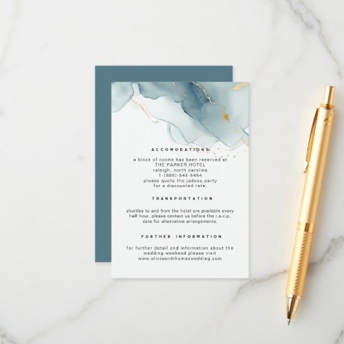 Modern Dusty Blue Elegant Beach Wedding Details Enclosure Card