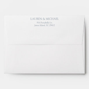 Modern Dusty Blue Elegant Monogram Return Address Envelope
