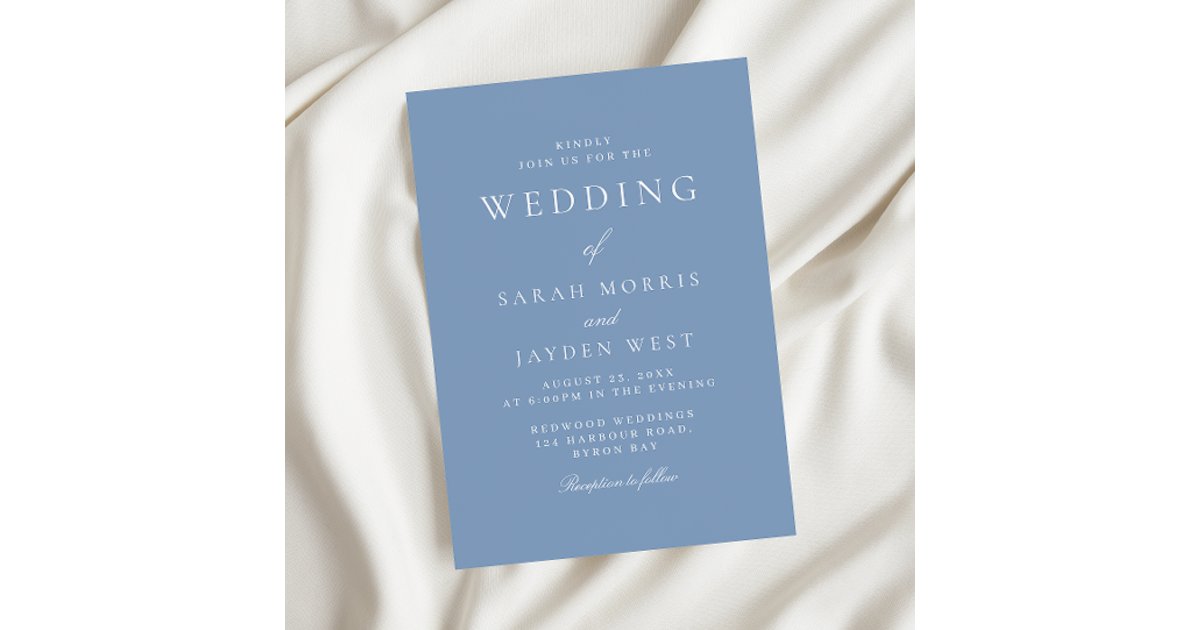 Modern Dusty Blue Elegant Wedding Invitation | Zazzle