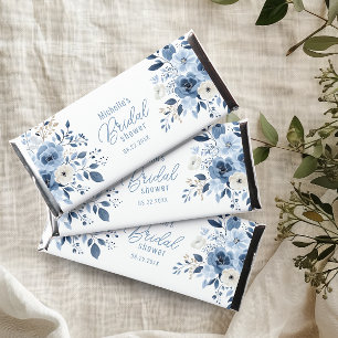 Modern Dusty Blue Floral Boho Bridal Shower Hershey Bar Favors
