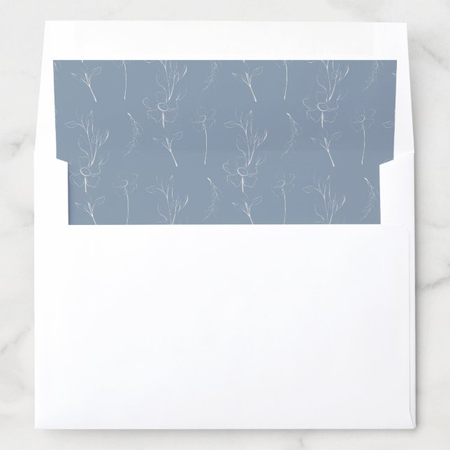 Modern Dusty Blue Floral Envelope Liner (In Envelope)