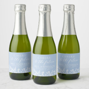Modern Dusty Blue Floral Future Mrs. Bridal Shower Sparkling Wine Label