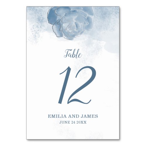 Modern Dusty Blue Floral Table Number