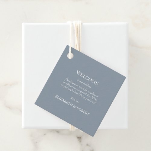 Modern Dusty Blue Floral Wedding Welcome Gift Tag