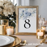 Modern Dusty Blue Florals Table Number<br><div class="desc">Dusty Blue Florals Table Number. Easily personalise the table number. The same design is on the other side and will update simultaneously.</div>