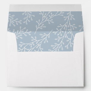 Modern Dusty Blue Foliage Christmas Joy Envelope