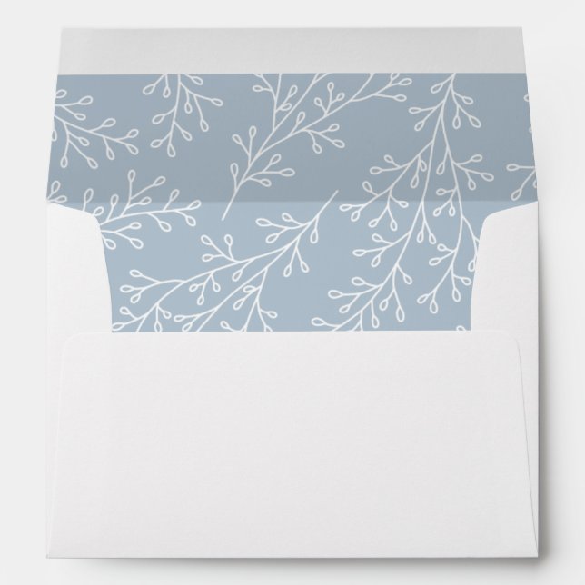 Modern Dusty Blue Foliage Christmas Joy Envelope (Back (Bottom))