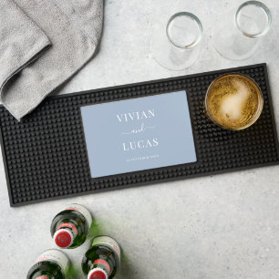 Modern Dusty Blue Formal Minimal Wedding Bar Mat