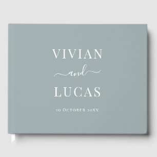 Modern Dusty Blue Formal Minimal Wedding Guest Book