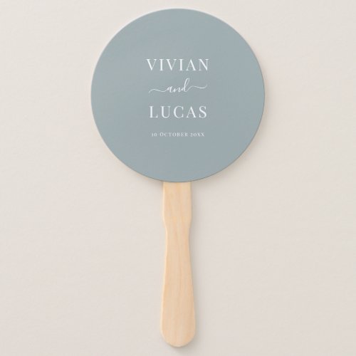 Modern Dusty Blue Formal Minimal Wedding Hand Fan