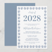 Modern Dusty Blue Glitter Paw Prints Graduation
