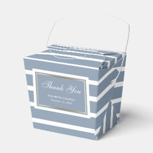 Modern Dusty Blue Gold Wedding Thank You Favor Boxes