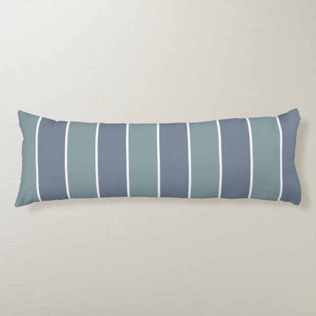 Modern Dusty Blue Green Stripes Body Pillow (Front)