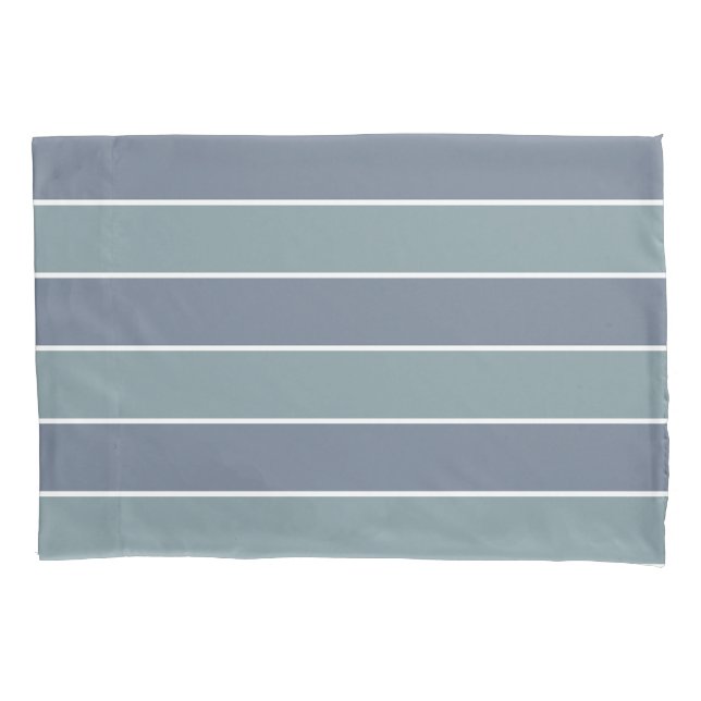 Modern Dusty Blue Green Stripes Pillow Case (Front-Left)
