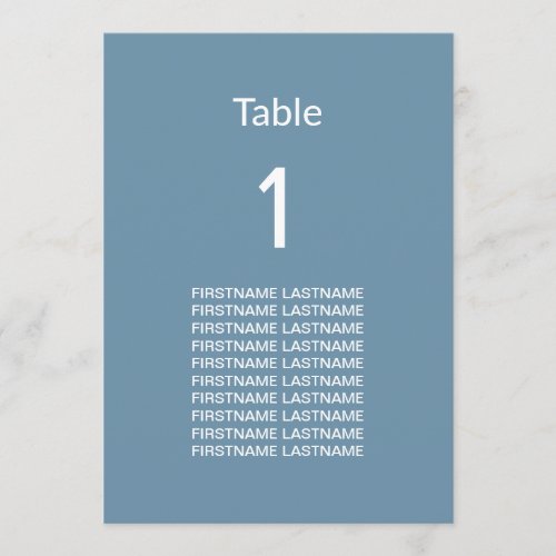 Modern Dusty Blue Guest Names Table Card