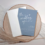 Modern Dusty Blue Handwriting Heart Wedding Invitation<br><div class="desc">Dusty Blue Wedding Invitations: This modern and fun wedding invitation features "the wedding of" and a hand drawn heart in a fun dusty blue / blue-gray handwriting script. The back is in a dusty blue and features your wedding details. It's perfectly modern,  simple and minimalist.</div>