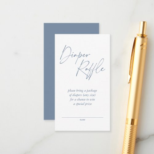 Modern Dusty Blue Handwritten Diaper Raffle Enclosure Card