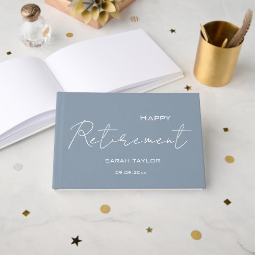 Modern Dusty Blue Happy Retirement Personalized 