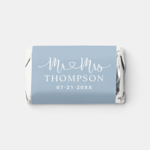 Modern Dusty Blue Heart Script Monogram Hershey's Miniatures