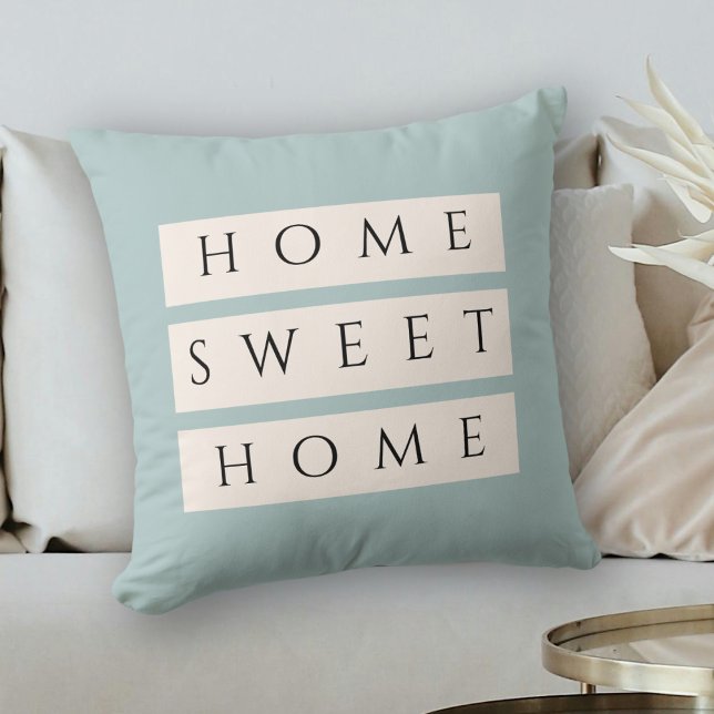 Modern Dusty Blue Home Sweet Home  Throw Pillow (Creator Uploaded)