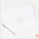 Modern Dusty Blue Leafy Crest Monogram Wedding Classic Round Sticker<br><div class="desc">We're loving this trendy, modern dusty ble wedding Envelope Seal! Simple, elegant, and oh-so-pretty, it features a hand drawn leafy wreath encircling a modern wedding monogram. It is personalized in elegant typography, Finally, it is trimmed in a delicate frame. Veiw suite here: https://www.zazzle.com/collections/dusty_blue_leafy_crest_monogram_wedding_invitation-119130199045408312 Contact designer for matching products to complete...</div>