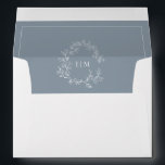 Modern Dusty Blue Leafy Crest Monogram Wedding Envelope<br><div class="desc">We're loving this trendy, modern dusty blue wedding envelope! Simple, elegant, and oh-so-pretty, it features a hand drawn leafy wreath encircling a modern wedding monogram. Veiw suite here: https://www.zazzle.com/collections/dusty_blue_leafy_crest_monogram_wedding_invitation-119130199045408312 Contact designer for matching products to complete the suite, OR for color variations of this design. Thank you sooo much for supporting...</div>