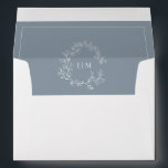 Modern Dusty Blue Leafy Crest Monogram Wedding Envelope<br><div class="desc">We're loving this trendy, modern dusty blue wedding envelope! Simple, elegant, and oh-so-pretty, it features a hand drawn leafy wreath encircling a modern wedding monogram. Veiw suite here: https://www.zazzle.com/collections/dusty_blue_leafy_crest_monogram_wedding_invitation-119130199045408312 Contact designer for matching products to complete the suite, OR for color variations of this design. Thank you sooo much for supporting...</div>