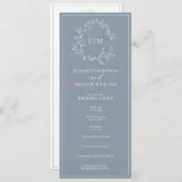 watercolor crest wedding programs / dusty blue / custom