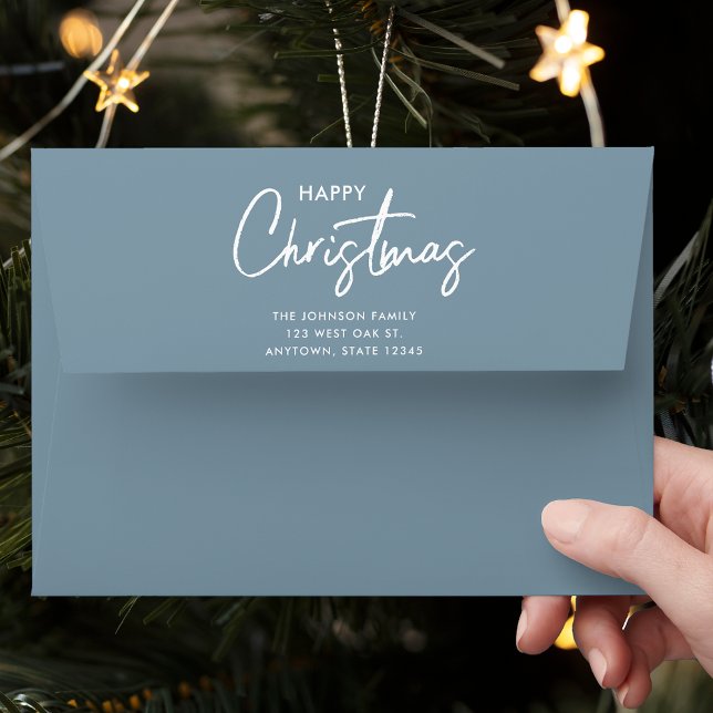 Modern Dusty Blue Merry Christmas  Envelope (Creator Uploaded)