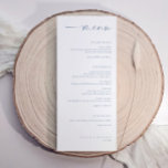 Modern Dusty Blue Minimalist Handwriting Wedding Menu<br><div class="desc">Modern Minimalist Dusty Blue Wedding Menus – This elegant wedding menu features soft dusty blue script typography paired with a clean, simple layout. The word “Menu” is written in a modern handwritten calligraphy style, creating a chic yet understated look. With its minimalist design and elegant typography, this stylish menu adds...</div>