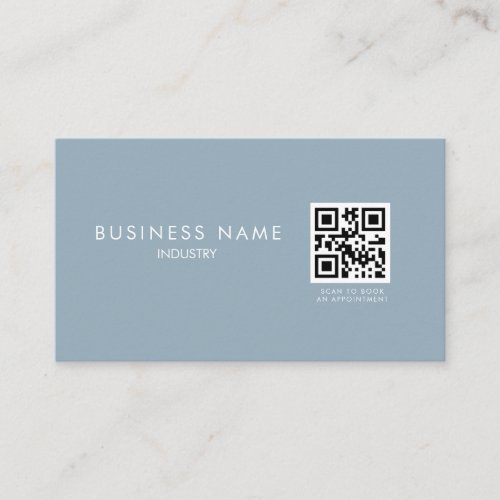Modern Dusty Blue Minimalist QR Code Business Card