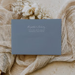 Modern Dusty Blue Minimalist Script Wedding Envelope<br><div class="desc">Customize the back flap of this simple,  modern wedding invitation envelope with the names of the bride and groom in white handwriting script and the return address in sans serif font on a dusty blue background.</div>