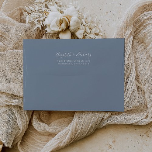 Modern Dusty Blue Minimalist Script Wedding Envelope