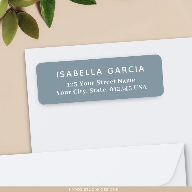 Modern Dusty Blue Name Return Address Label (Creator Uploaded)
