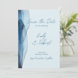 Modern, Dusty blue navy Save The Date