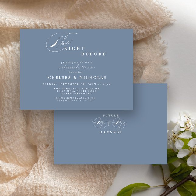 Modern Dusty Blue Night Before Rehearsal Dinner Invitation (Creator Uploaded)