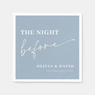 Modern Dusty Blue Night Before Rehearsal Dinner Napkins