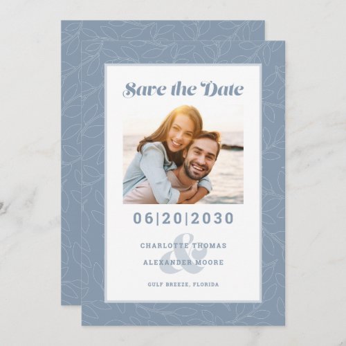 Modern Dusty Blue Pattern  Save the Date Photo