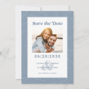 Modern Dusty Blue Pattern Save the Date Photo