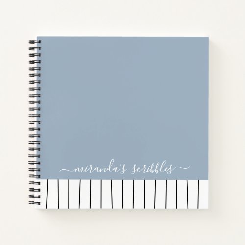 Modern Dusty Blue Personalized Scribbles Notebook