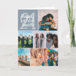 Modern dusty blue  photos collage grid 21 birthday card<br><div class="desc">Cool modern dusty blue photos collage grid 21 birthday ,  add 8 of your friends favorite photo with a modern and cool elegant script font typography. Add your message inside.</div>
