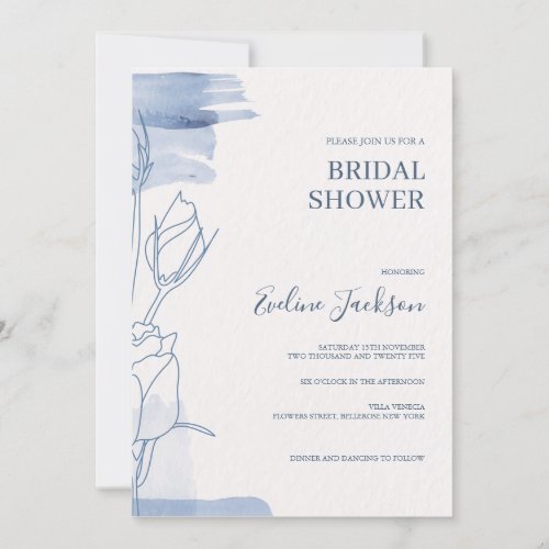 Modern Dusty blue powder floral bridal shower Invitation