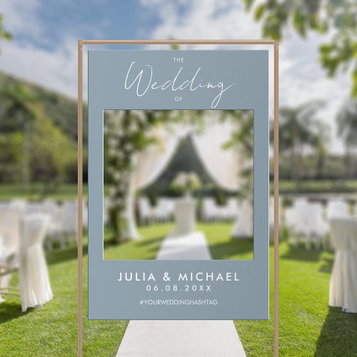 Modern Dusty Blue Prop Wedding Selfie Photo Frame Foam Board